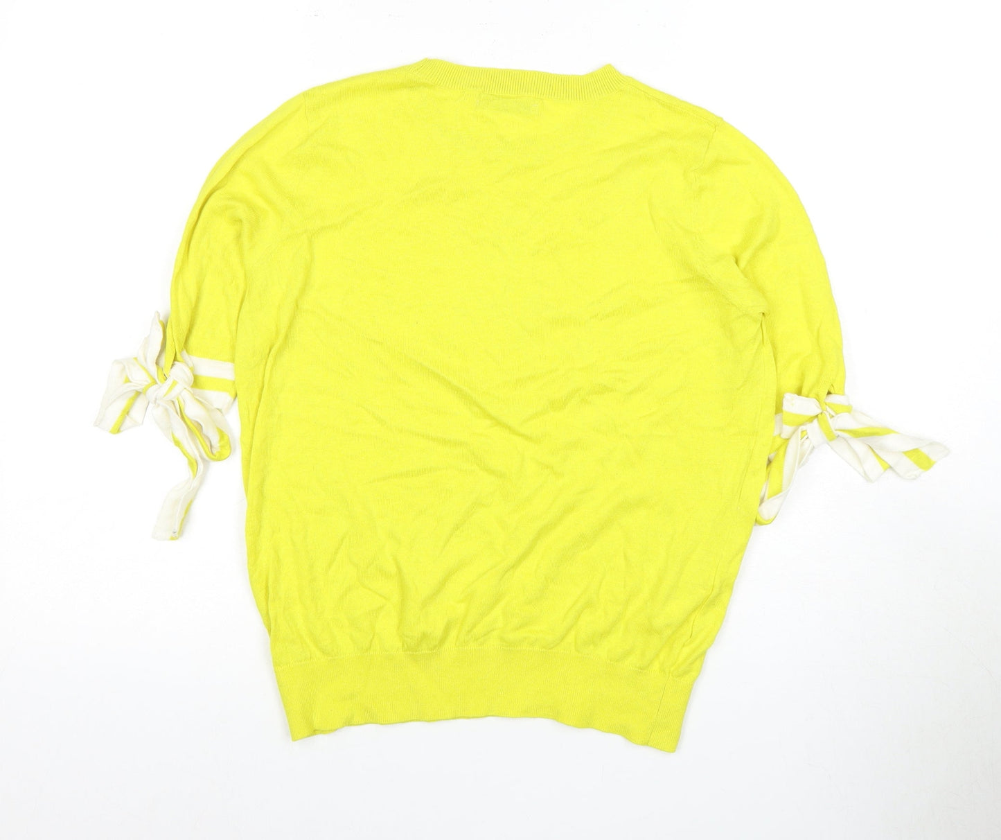 Mango Women's Yellow Knit Tie Sleeve Top Size 12