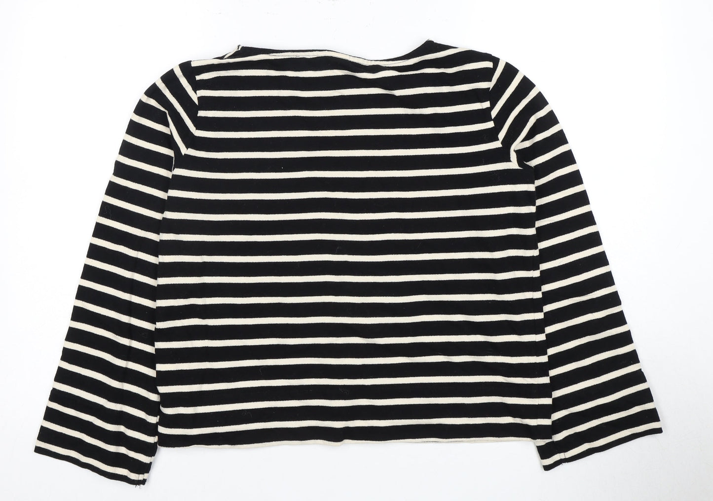 H&M Women's Black Striped Crew Neck T-Shirt Size 12