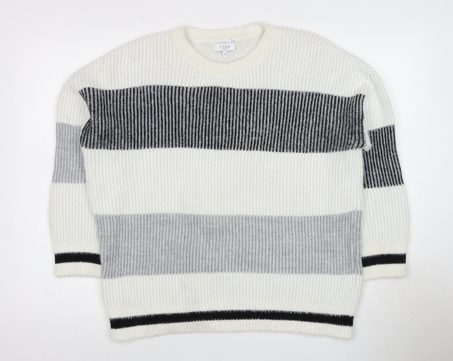 I.nco Women's Multicoloured Striped Jumper, Size 14