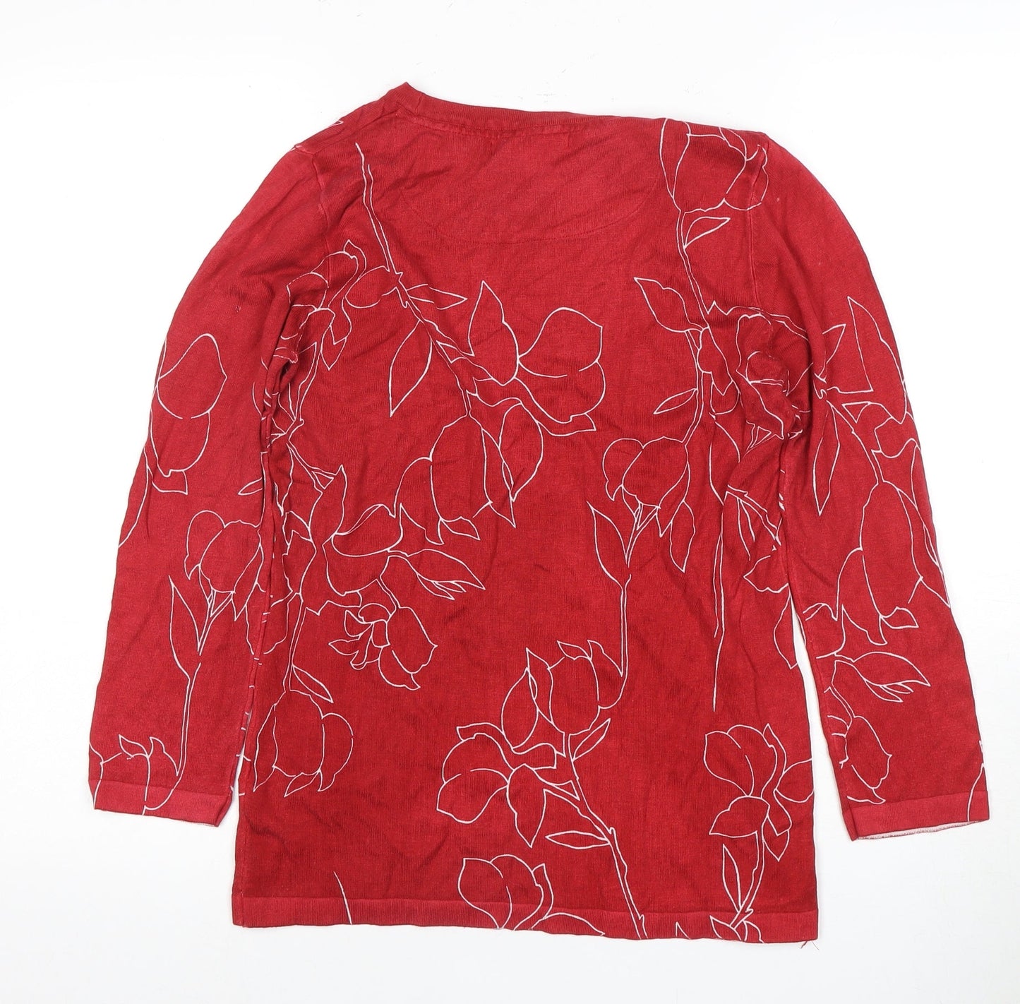 Next Red Floral Women's Top, Size 10, 3/4 Sleeve