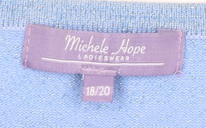 Michele Hope Women's Blue Cardigan, Size 18, V-Neck