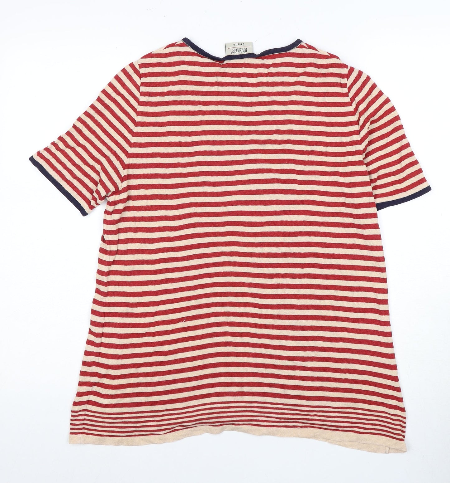 Basler Women's Red Striped Cotton T-Shirt, Size 12