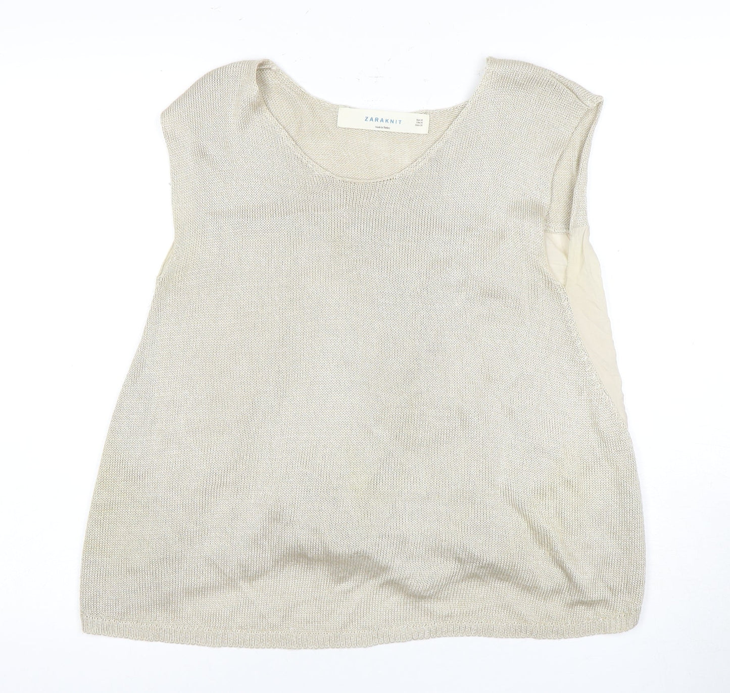 Zaraknit Women's Beige Sleeveless Top M