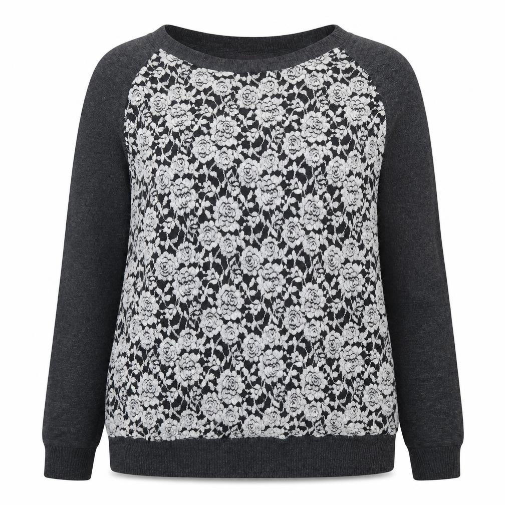 Marks & Spencer Women's Black Floral Lace Pullover Jumper Size 12