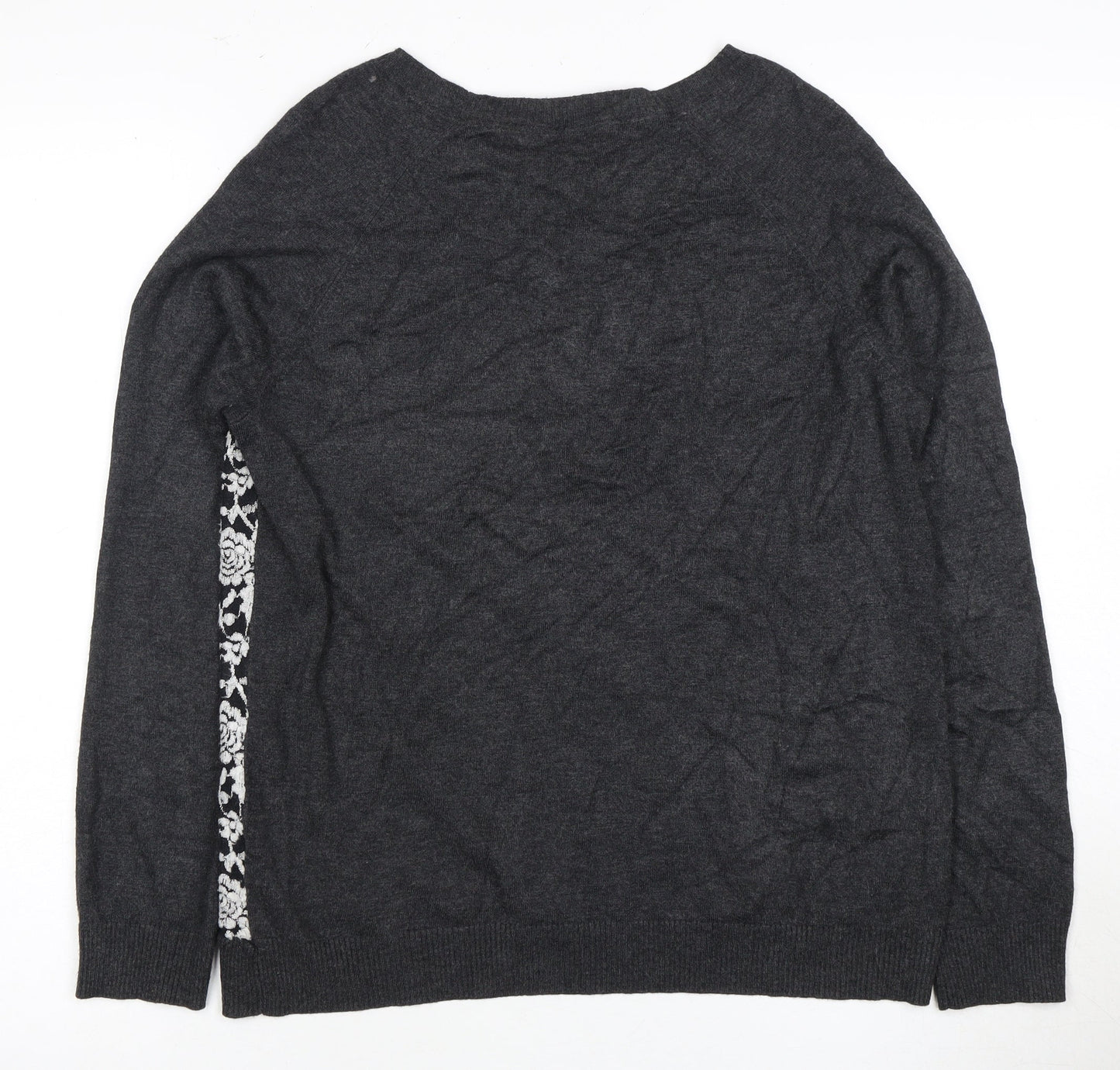 Marks and Spencer Women's Black Floral Lace Pullover Jumper Size 12