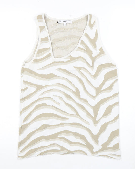 Next Women Beige Animal Print Tank Top M