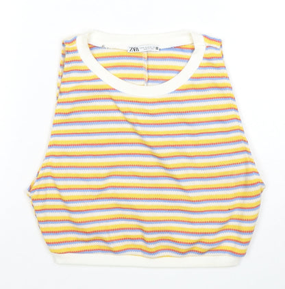 Zara Women's Multicoloured Cropped Tank Top Size 4