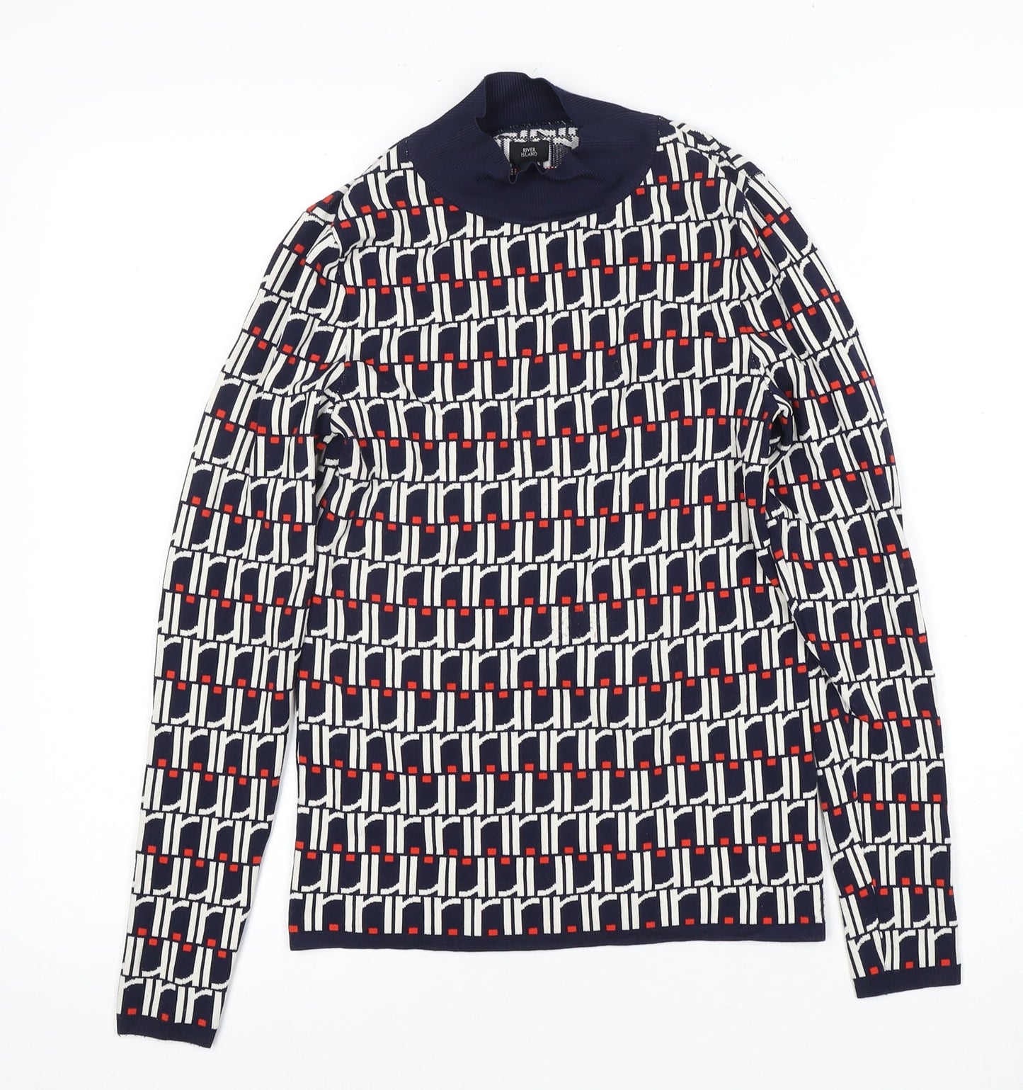 River Island Women's Multicoloured Mock Neck Blouse Size 10