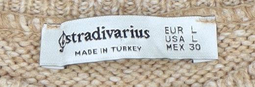 Stradivarius Women's Beige Pullover Jumper Size L