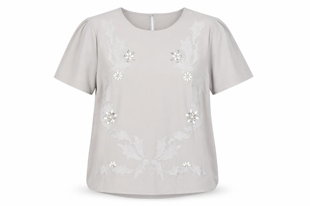 Oasis Women’s Grey Embroidered Top Size 10