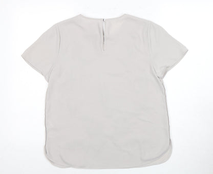 Oasis Women’s Grey Embroidered Top Size 10