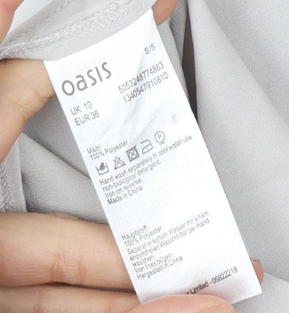 Oasis Women’s Grey Embroidered Top Size 10