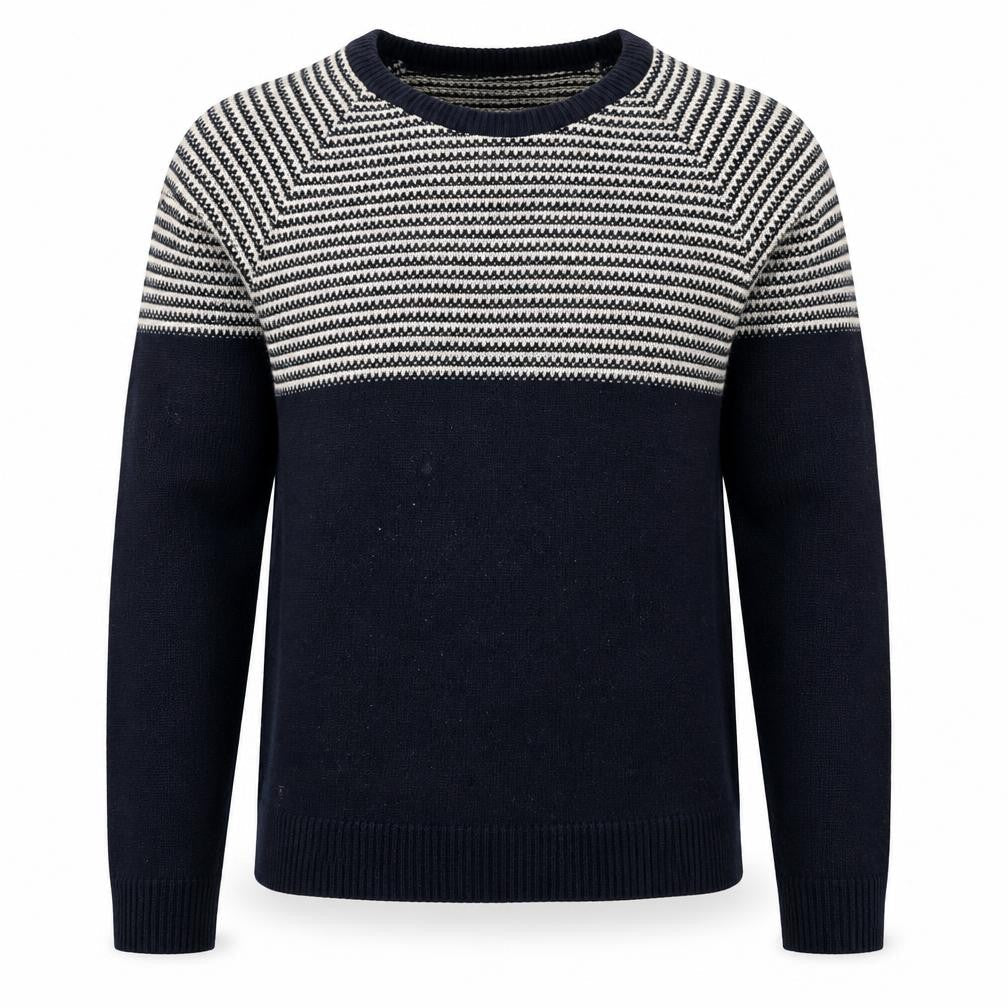 FYI Mens Black Striped Knit Pullover Jumper Medium