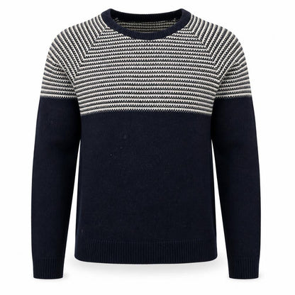 FYI Mens Black Striped Knit Pullover Jumper Medium
