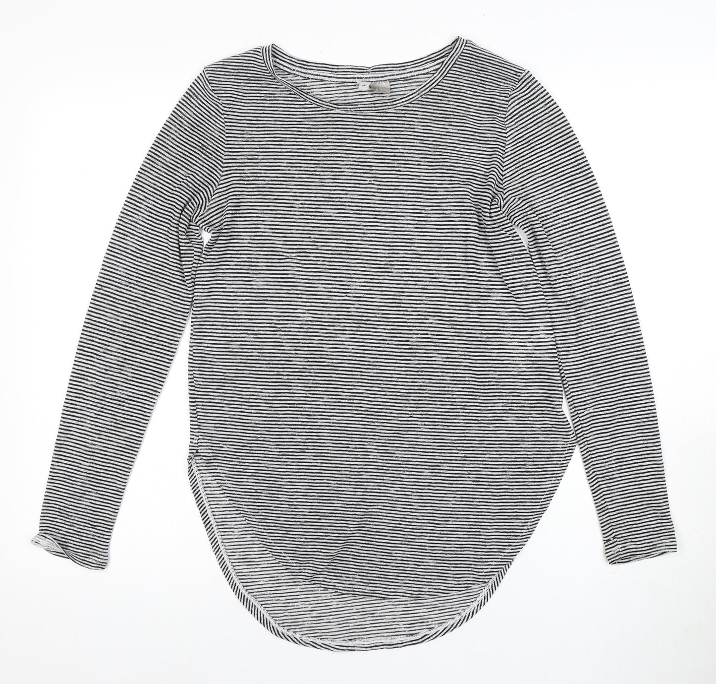 H&M Women's Black Striped Long Sleeve Basic T-Shirt S