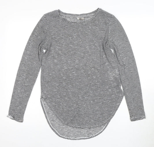 H&M Women's Black Striped Long Sleeve Basic T-Shirt S