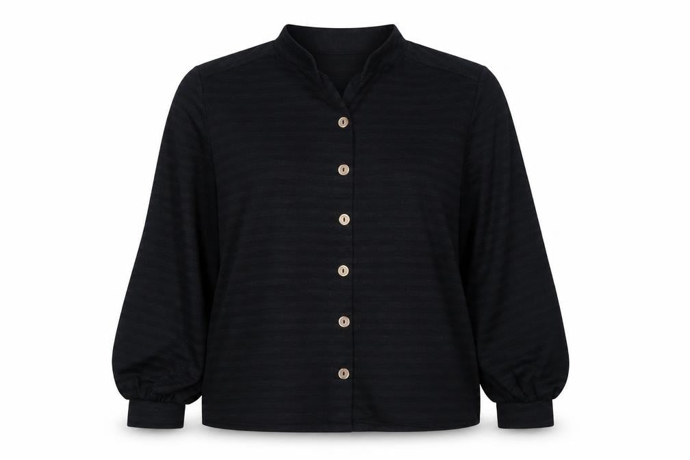 Alison Jane Women's Black Long Sleeve Button-Up