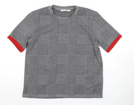 Zara Trafaluc Women's Check T-Shirt, Size 18, Black