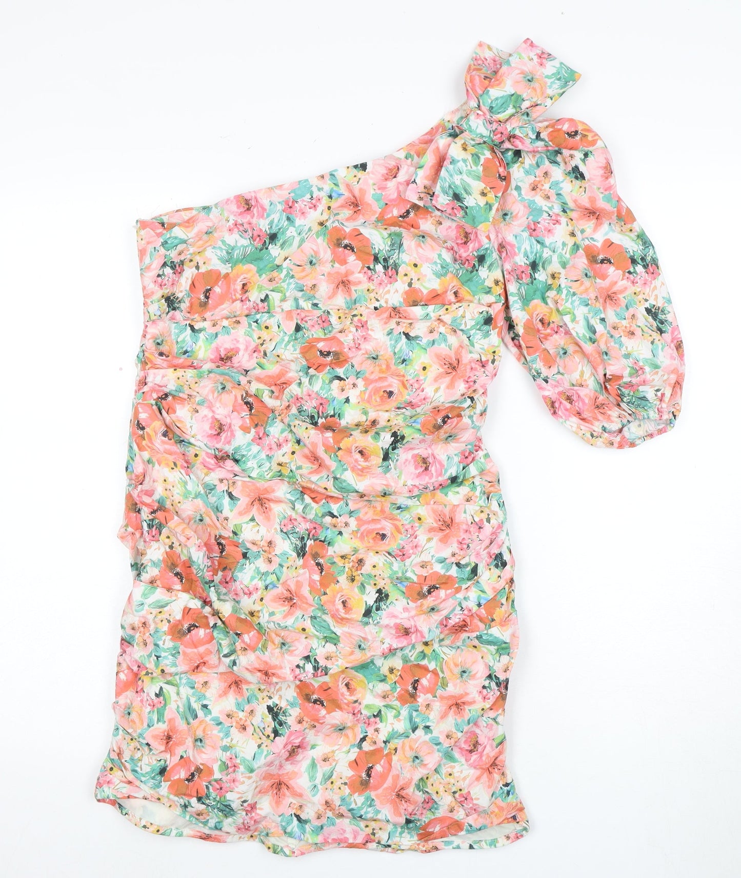 Zara Women's Multicoloured Floral One Shoulder Dress
