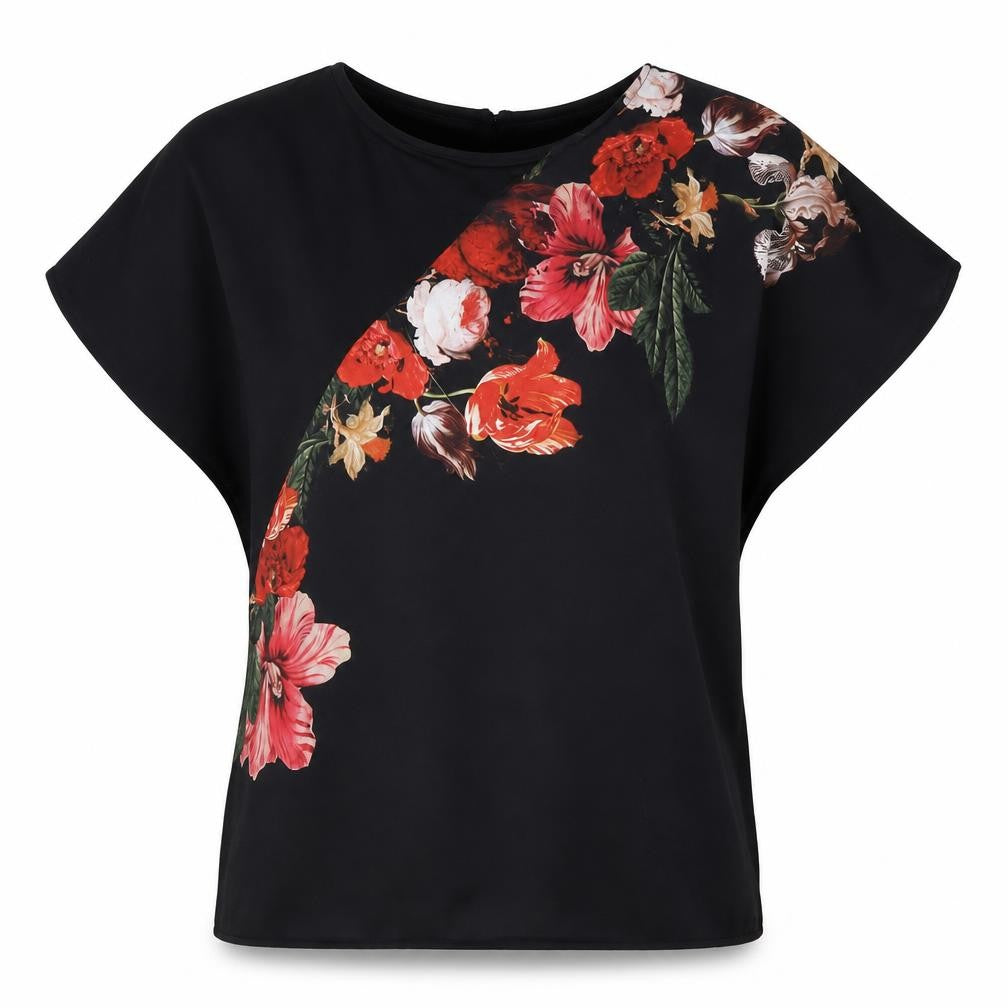 Marks & Spencer Women's Black Floral T-Shirt, Size 12