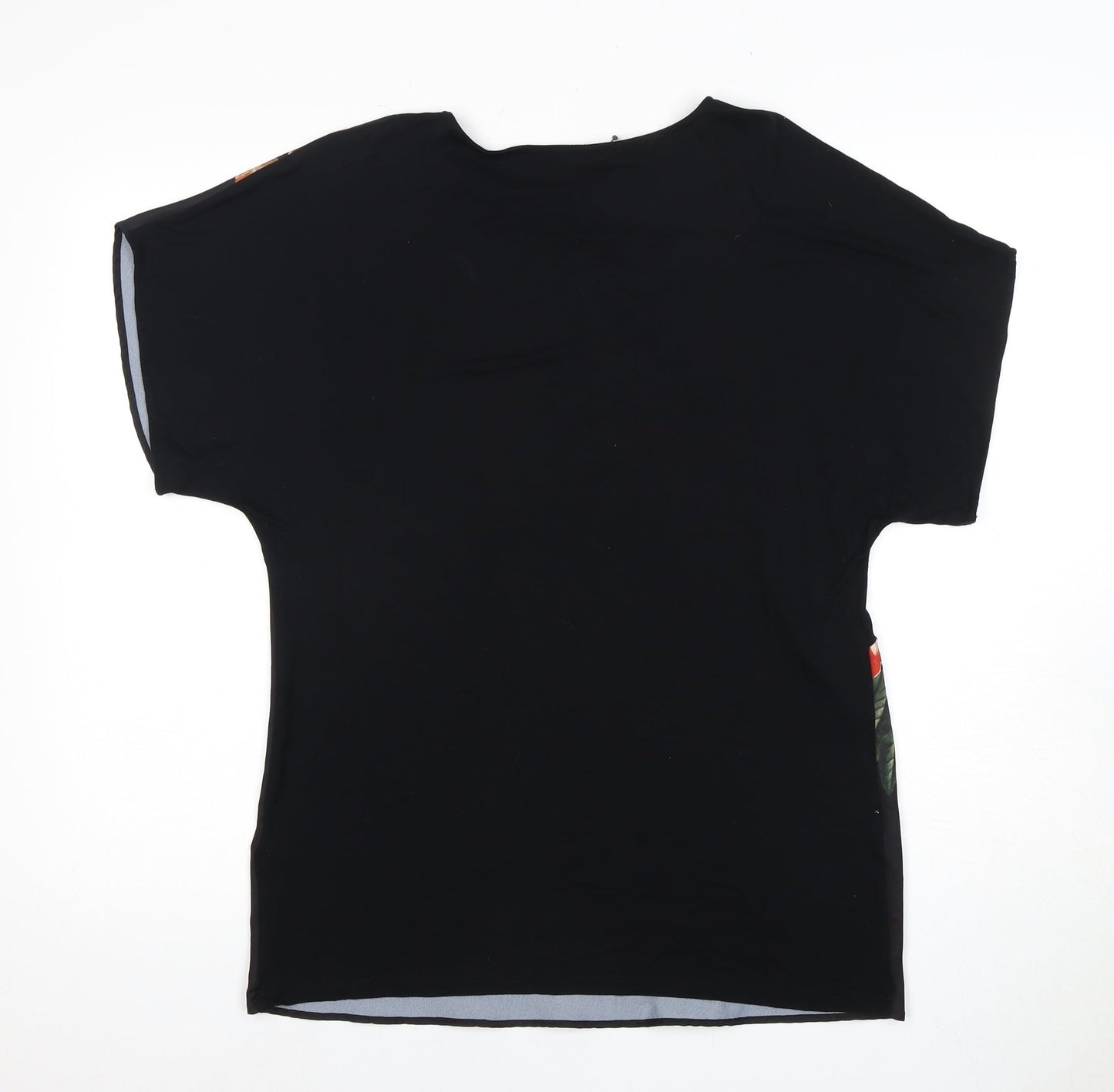 Marks and Spencer Women's Black Floral T-Shirt, Size 12