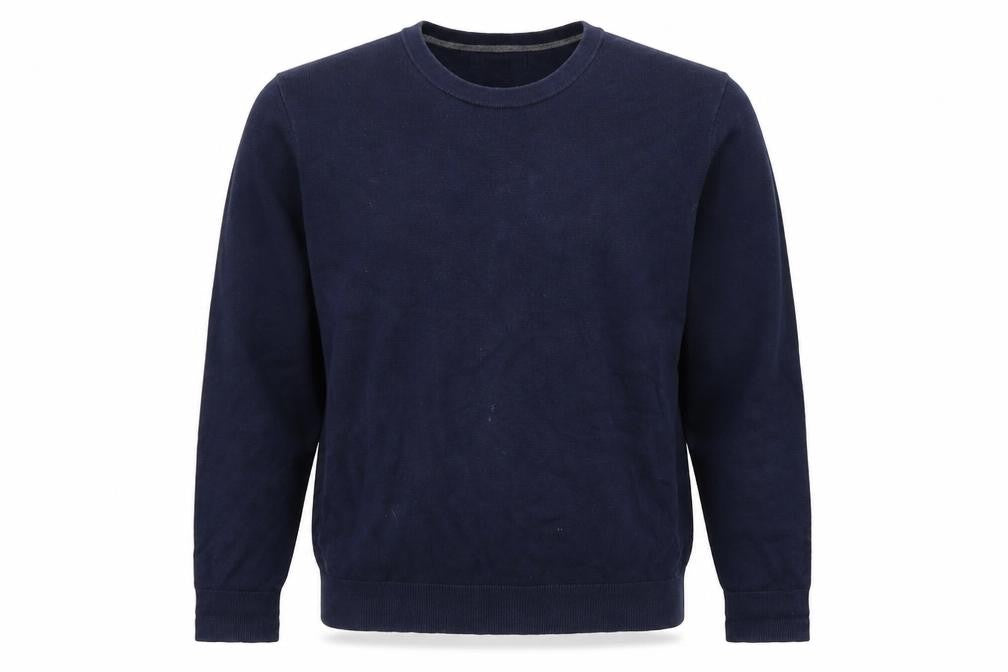 Lands' End Men's Blue Crew Neck Cotton Pullover M