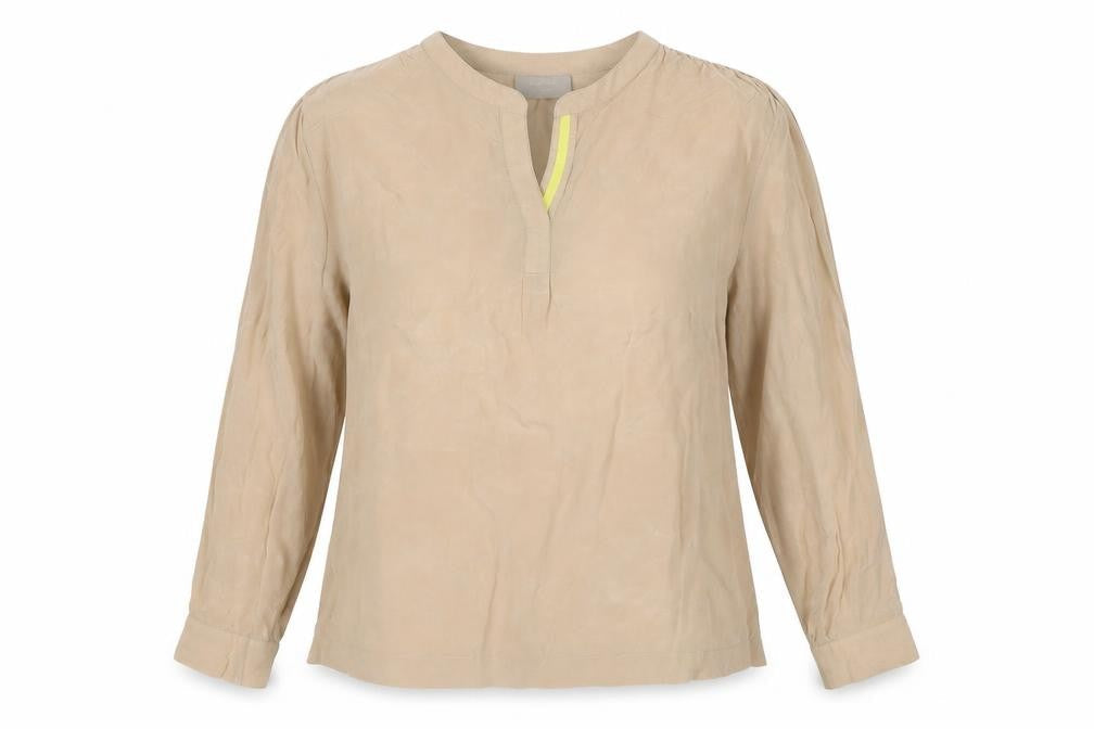 Fyvus Women's Beige Silk Long Sleeve Blouse Size S
