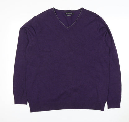 Jack Reid Men’s Purple V-Neck Pullover Jumper L