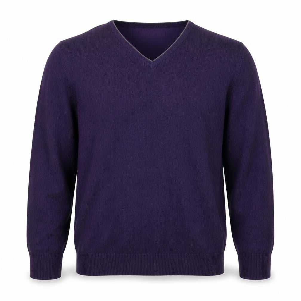 Jack Reid Men’s Purple V-Neck Pullover Jumper L