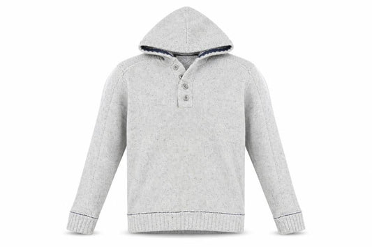 Mantaray Men's Grey Hooded Henley Knit Jumper L