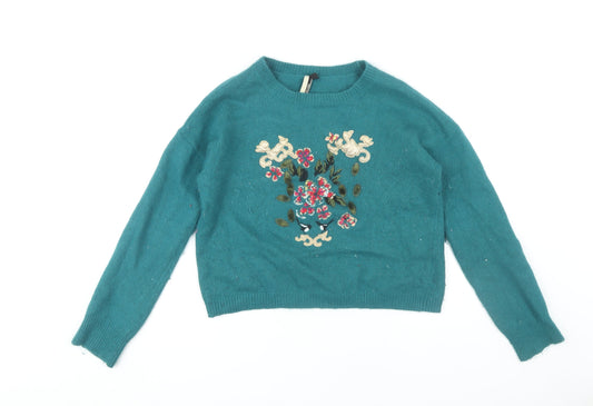Topshop Women's Green Pullover Jumper, Size 10