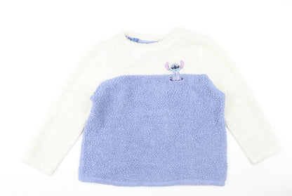 Preloved Disney Women's Ivory & Blue Lilo & Stitch Sweatshirt XL - Front