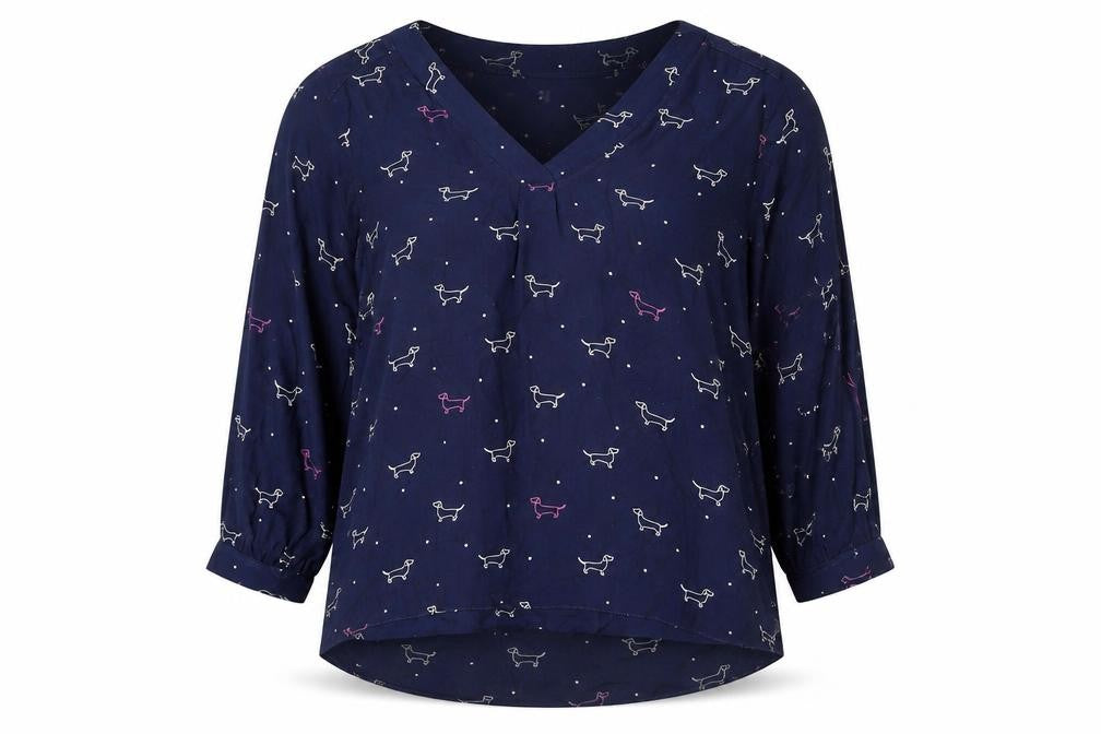 Khost Clothing Women's Blue Animal Print Blouse, Size 12