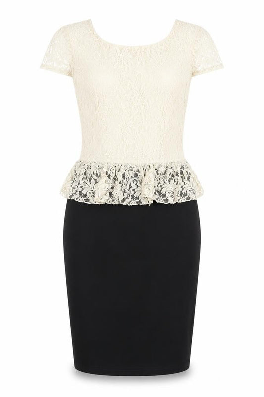 Lipsy Women's Black & Ivory Peplum Dress