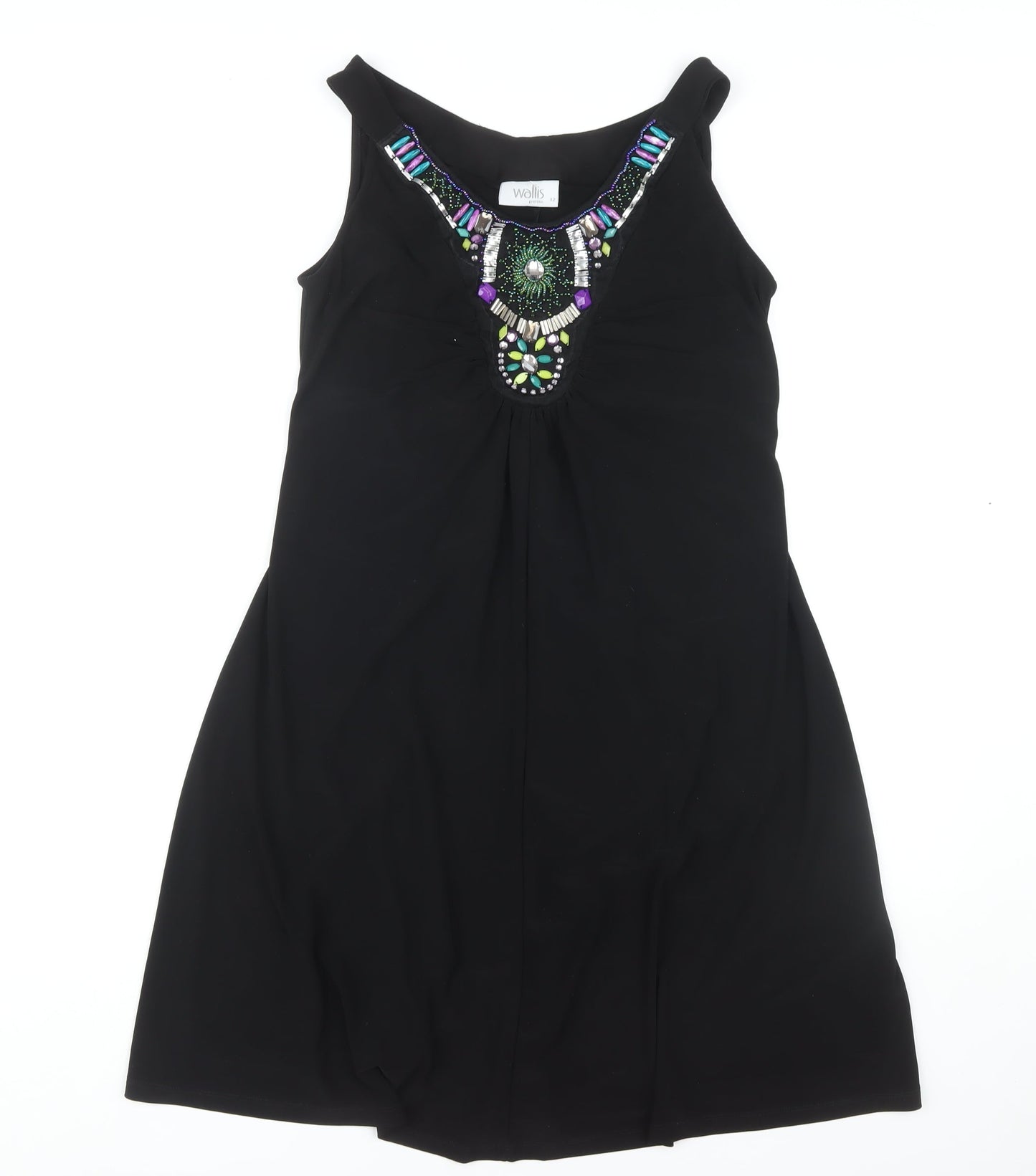 Wallis Petite Black Beaded Dress for Women Size 12