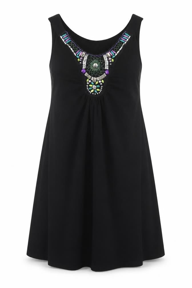 Wallis Petite Black Beaded Dress for Women Size 12
