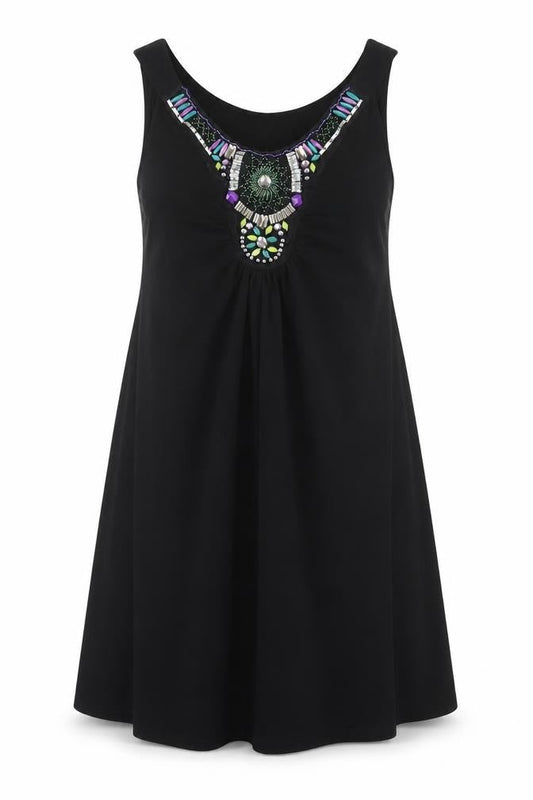 Wallis Petite Black Beaded Dress for Women Size 12