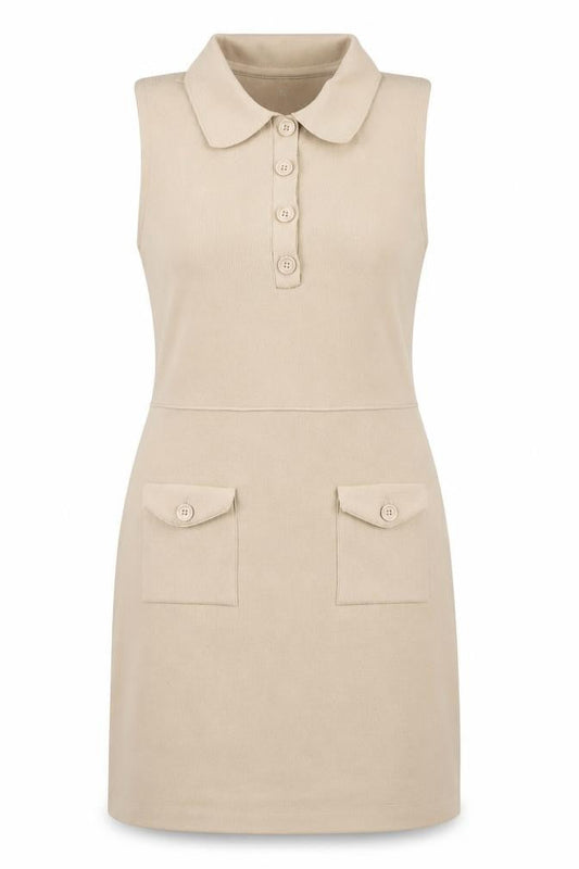 Next Women's Beige Collared Shift Dress Size 12