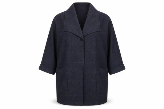 Paul Costelloe Women's Black Check Tweed Coat Size 14