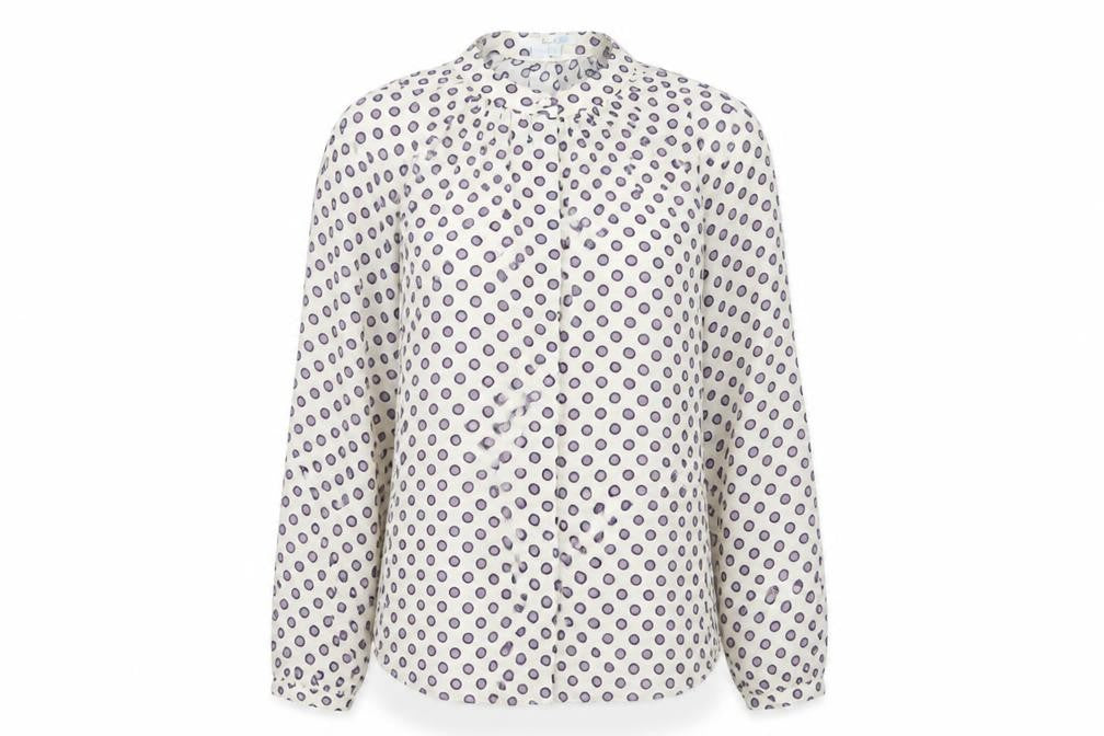 Boden Women's Beige Polka Dot Blouse - Size 8