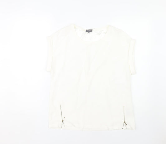 Phase Eight Womens Ivory Blouse, Size 10, Casual Zip Accent