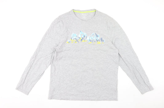 Mountain Warehouse Men's Grey XL Graphic Long Sleeve T-Shirt