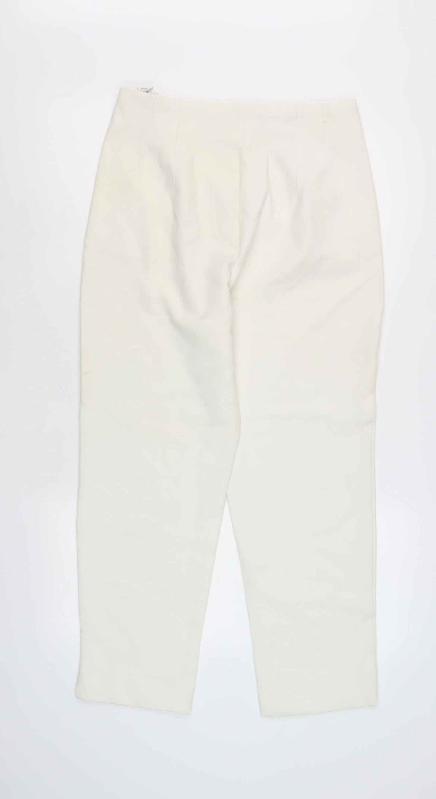 Stradivarius Women's Ivory Straight Trousers, Size 32