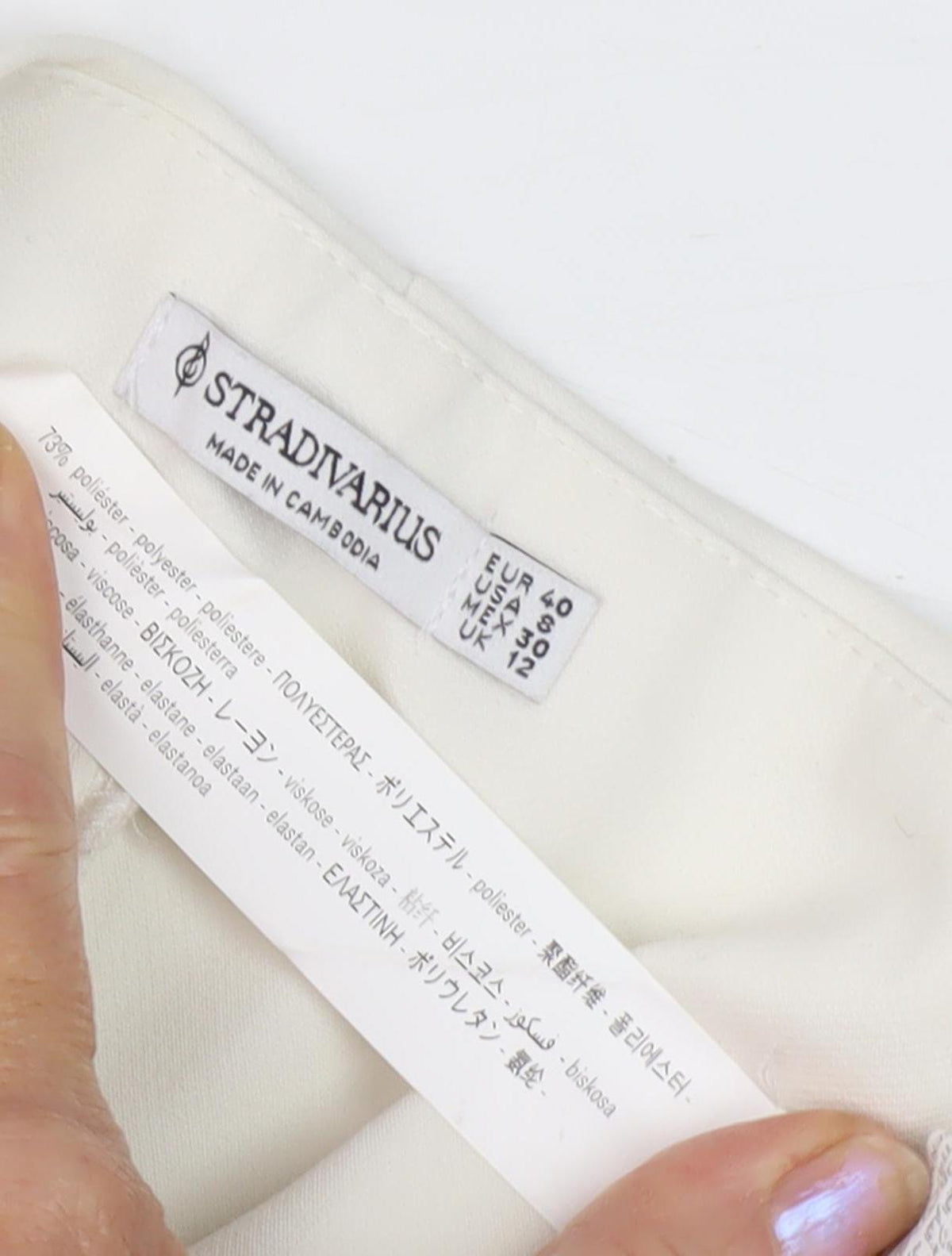 Stradivarius Women's Ivory Straight Trousers, Size 32