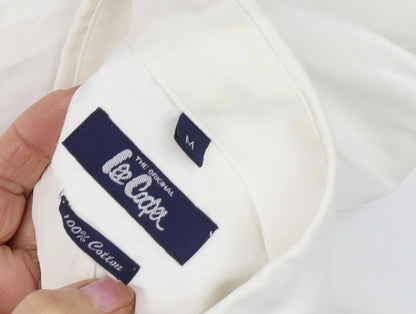 Close-up detail of Lee Cooper Men's Ivory Cotton Button-Up Shirt M