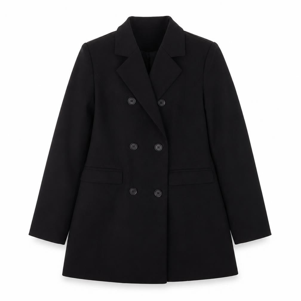 QED London Women's Black Mid-Length Coat UK 8