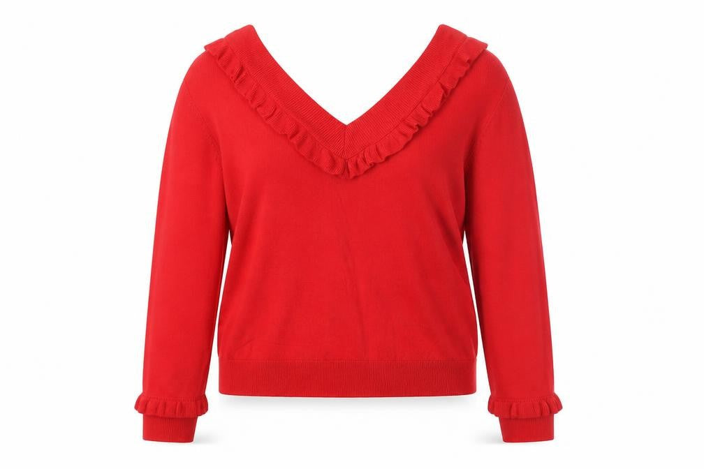 Marks & Spencer Women’s Red V-Neck Jumper Size 12