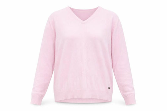 Isle Women's Pink V-Neck Pullover Jumper - L