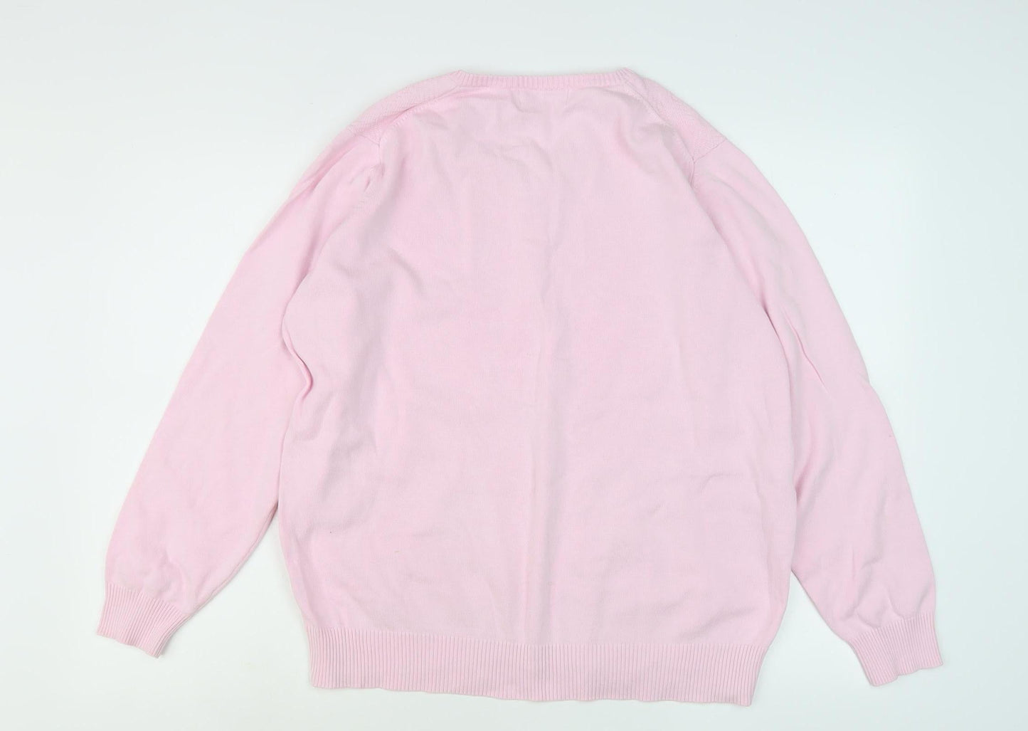 Isle Women's Pink V-Neck Pullover Jumper - L