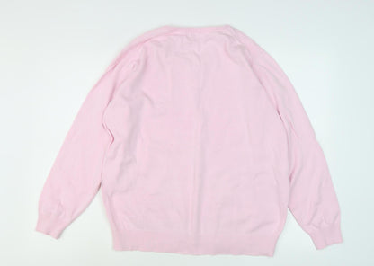 Isle Women's Pink V-Neck Pullover Jumper - L